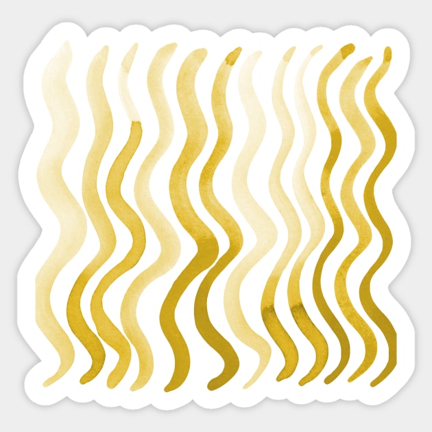 Wavy lines - ochre Sticker by wackapacka